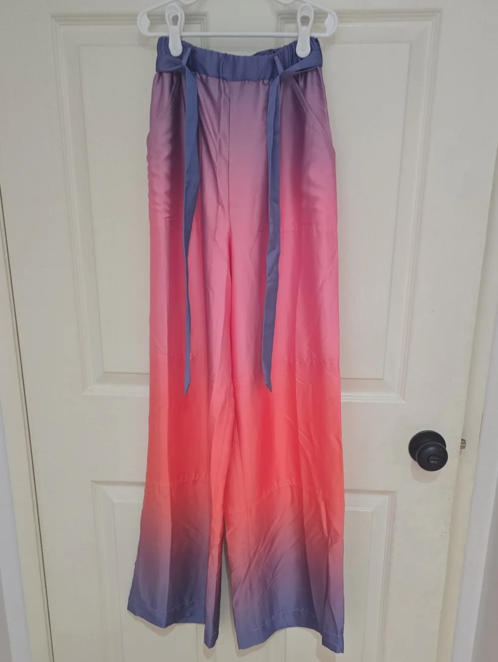 Hutch Pink to Purple Ombre Wide-Leg Satin Pants NWOT